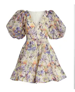 Zimmermann Tama Puff Sleeve Mini Dress in Iris Floral Size 2/AU12 for rent on The Volte - image 3