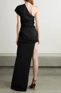 Christopher Esber Calero One Shoulder Draped Twill Dress Black Size 6 for rent on The Volte - image 2