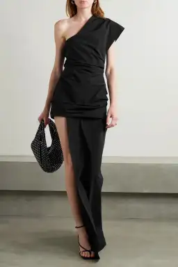 Christopher Esber Calero One Shoulder Draped Twill Dress Black Size 6 for rent on The Volte - image 1