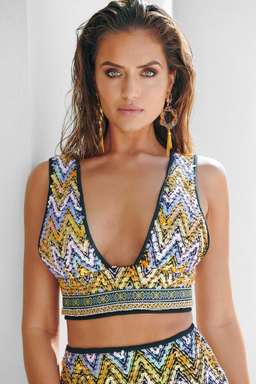 Eliya the Label Malibu Crop Top and Skirt Set Sequin Size 10 for rent on The Volte - image 4