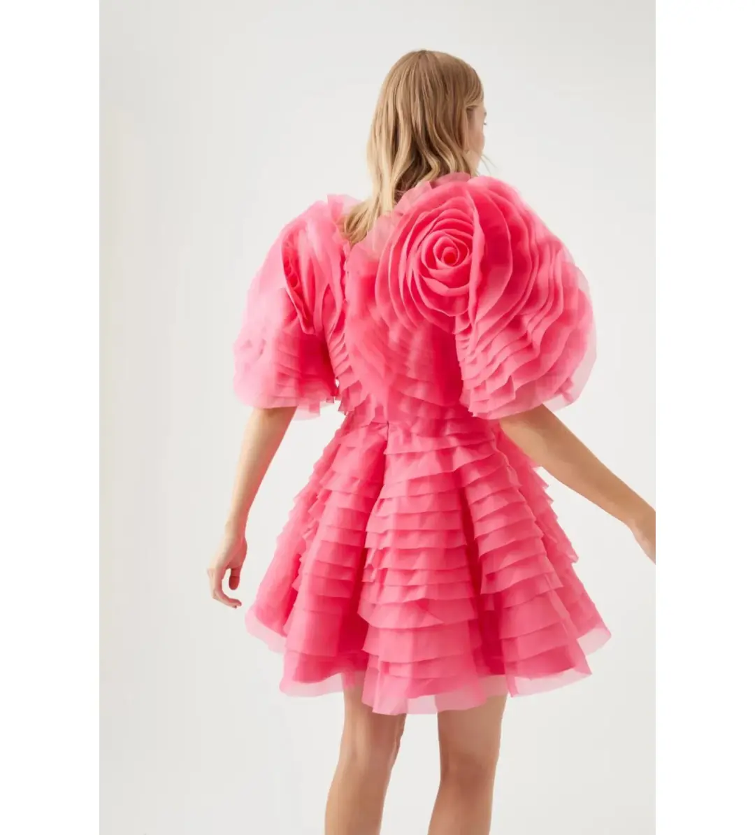 Aje Amour Ruffle Mini Dress Berry Pink Size 8 for rent on The Volte - main image