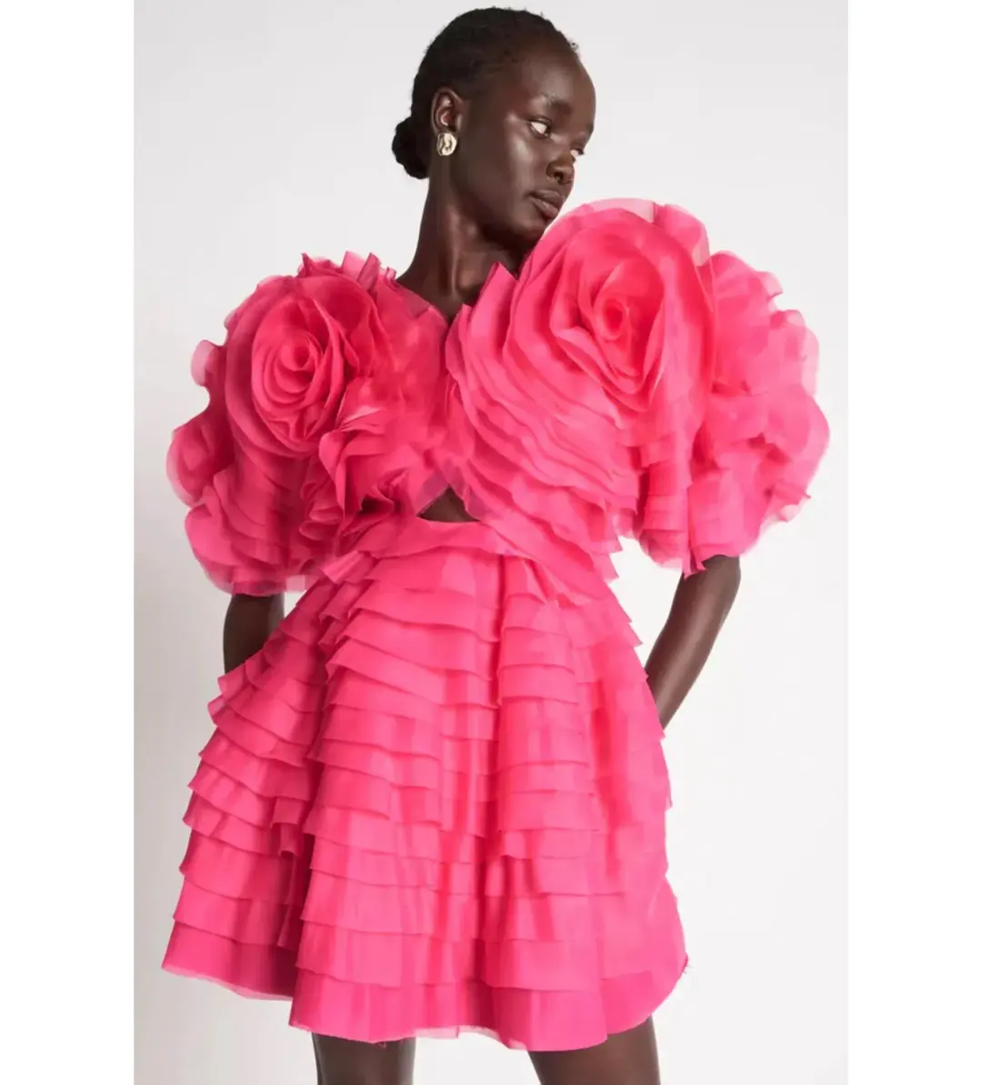Aje Amour Ruffle Mini Dress Berry Pink Size 8 for rent on The Volte - main image