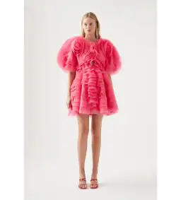 Aje Amour Ruffle Mini Dress Berry Pink Size 8 for rent on The Volte - image 1