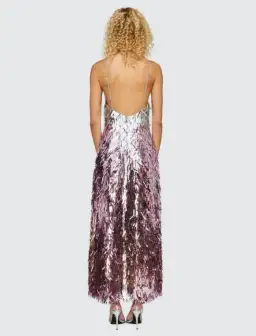 Leo Lin Taylor Sequin Maxi Dress Metallic Pink and Silver Size AU 10 for rent on The Volte - image 2