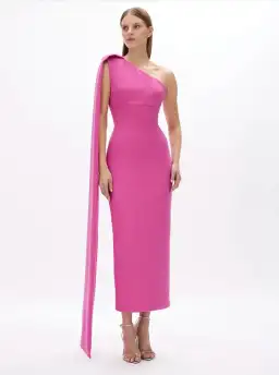 Rachel Gilbert Clara Midi Dress in Hot Pink Size 1 / AU 8 for rent on The Volte - image 1