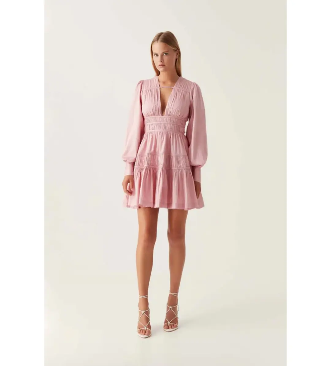 Aje Fallingwater Mini Dress Pink Size 12 for rent on The Volte - main image