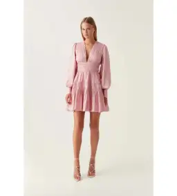 Aje Fallingwater Mini Dress Pink Size 12 for rent on The Volte - image 1