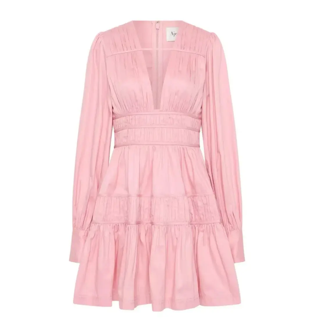 Aje Fallingwater Mini Dress Pink Size 12 for rent on The Volte - main image