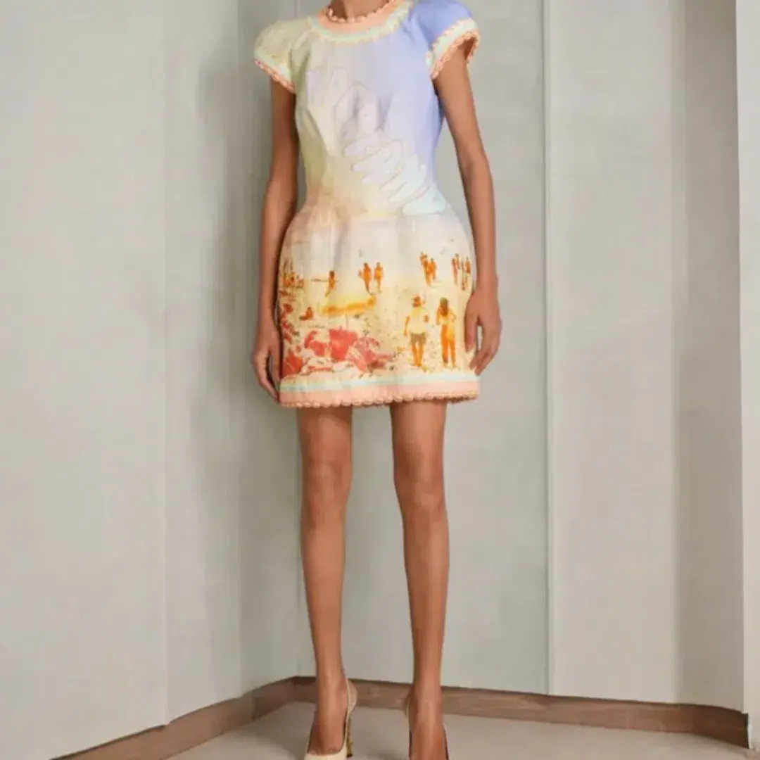Zimmermann Coaster Structured Mini Dress Poster Print Size 2 / AU 12 for rent on The Volte - main image