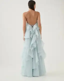 Aje Pandorea Layered Maxi Dress Silver Blue Size 10 for rent on The Volte - image 3