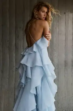 Aje Pandorea Layered Maxi Dress Silver Blue Size 10 for rent on The Volte - image 5