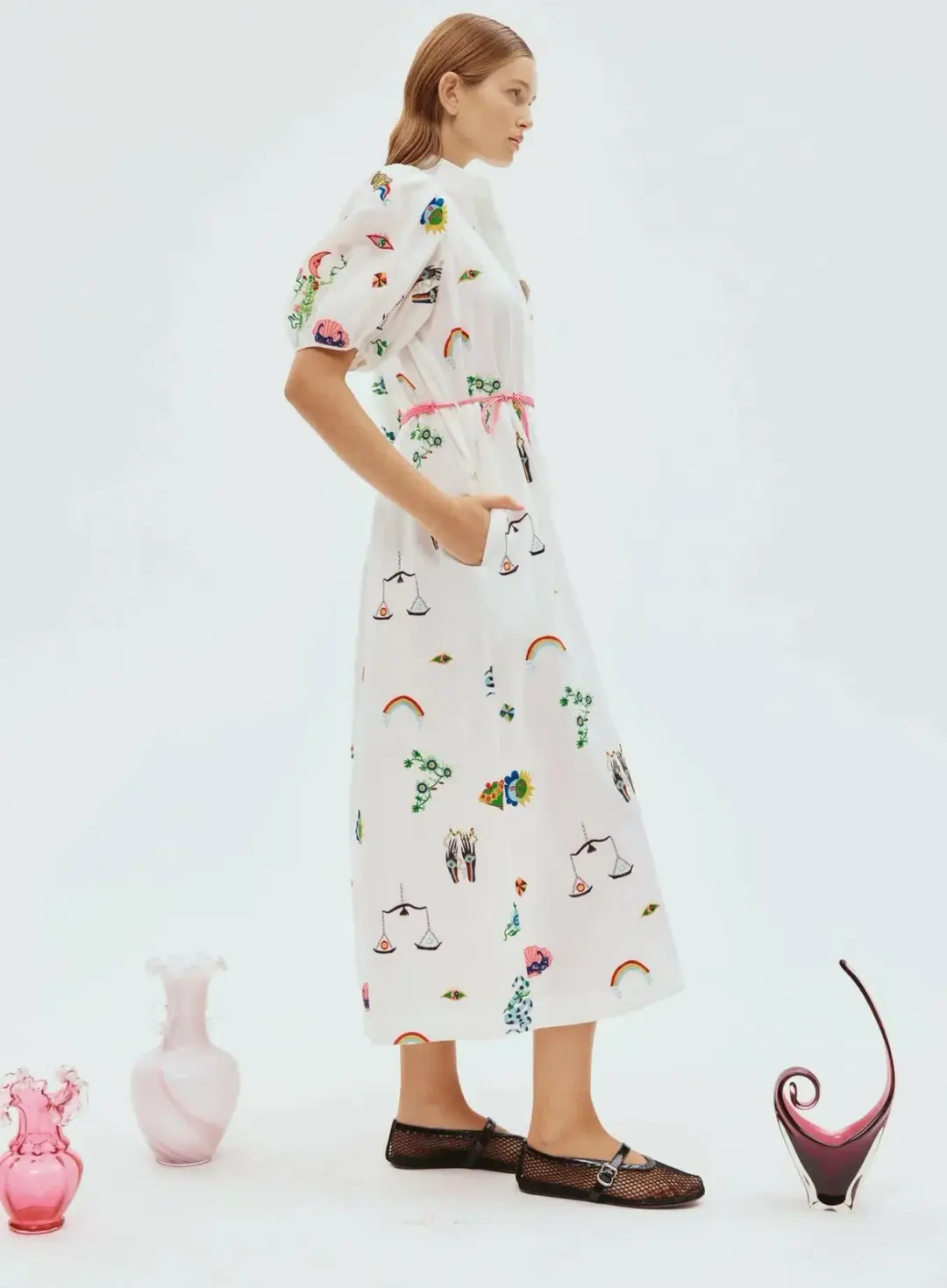 Alemais Atticus Embroidered Shirtdress White/Print Size 10 for rent on The Volte - main image