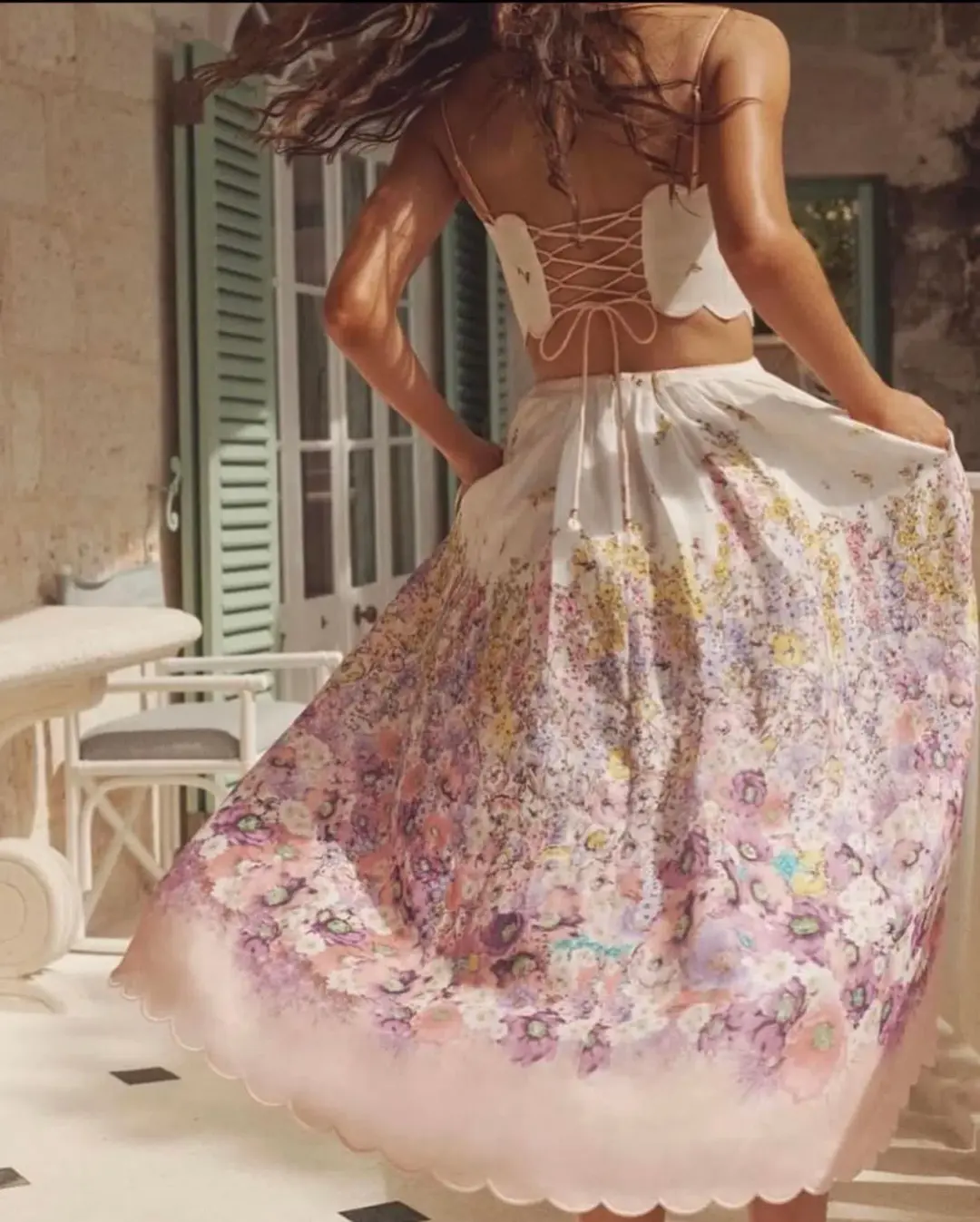 Zimmermann Jude Scallop Midi Dress Size AU 8 for rent on The Volte - main image