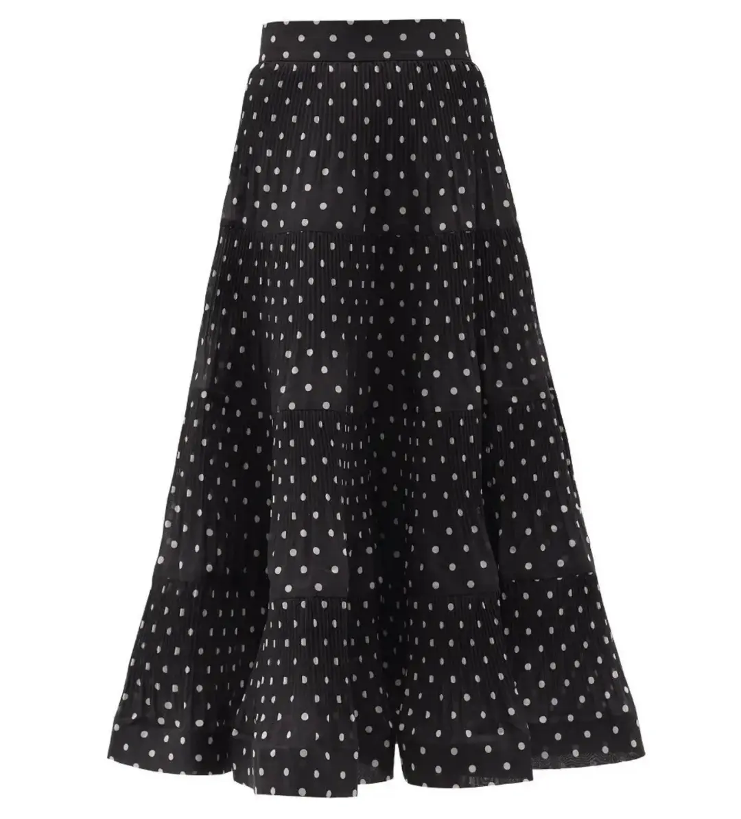 Zimmermann Tiered Plissé Voile Midi Skirt Polka Dot Size 0 AU 8 for rent on The Volte - main image