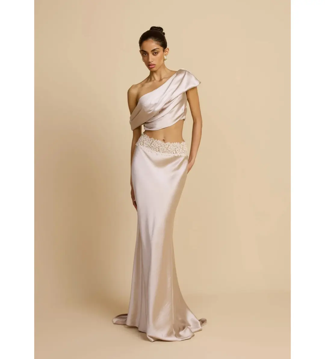 Arcina Ori Anaya Top and Maxi Skirt Set Oyster Size S AU 8 for rent on The Volte - main image