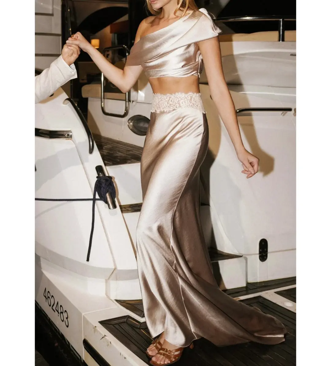 Arcina Ori Anaya Top and Maxi Skirt Set Oyster Size S AU 8 for rent on The Volte - main image