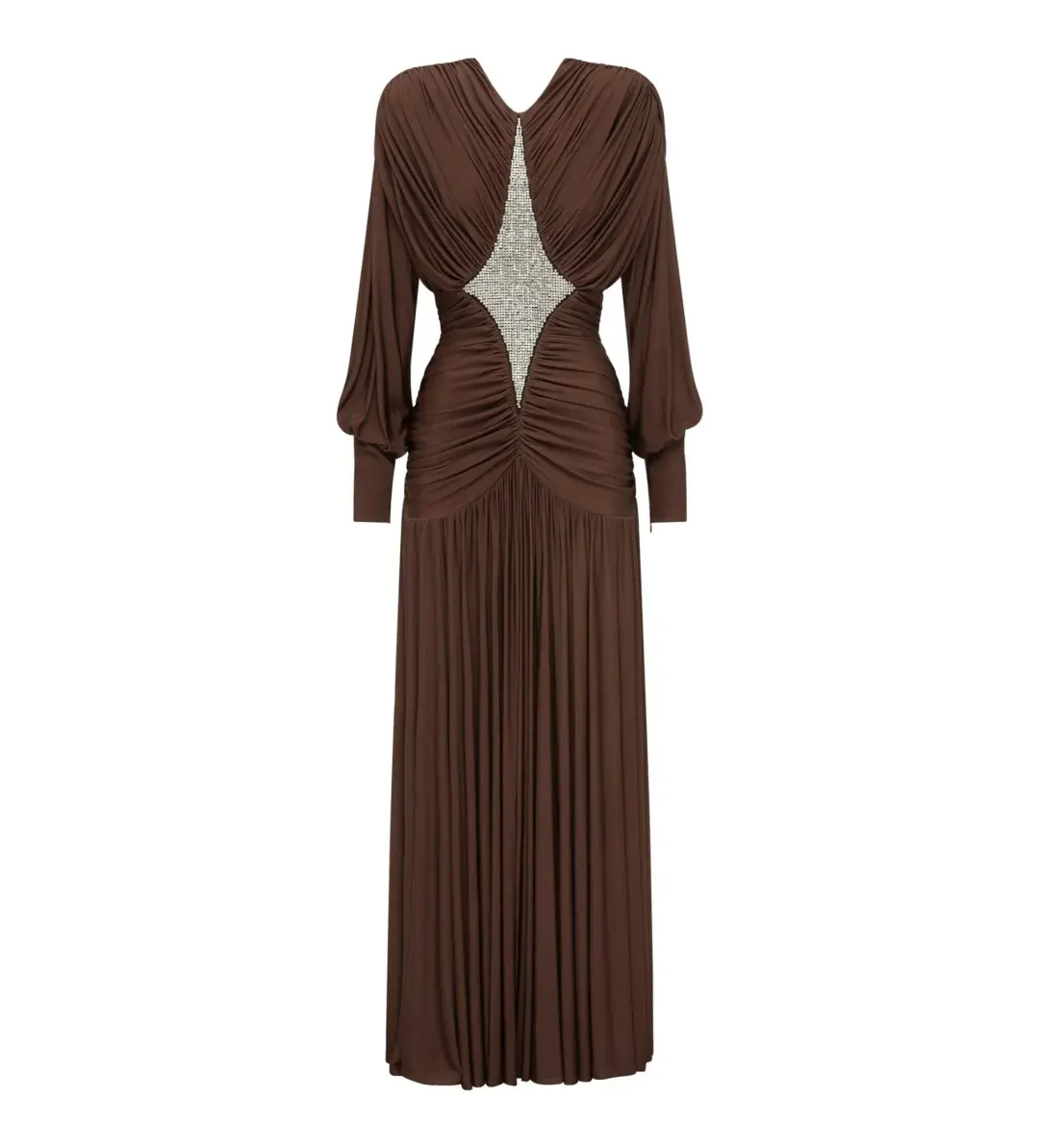 Alemais Silvio Ruched Midi Dress Brown Size AU 8 for rent on The Volte - main image