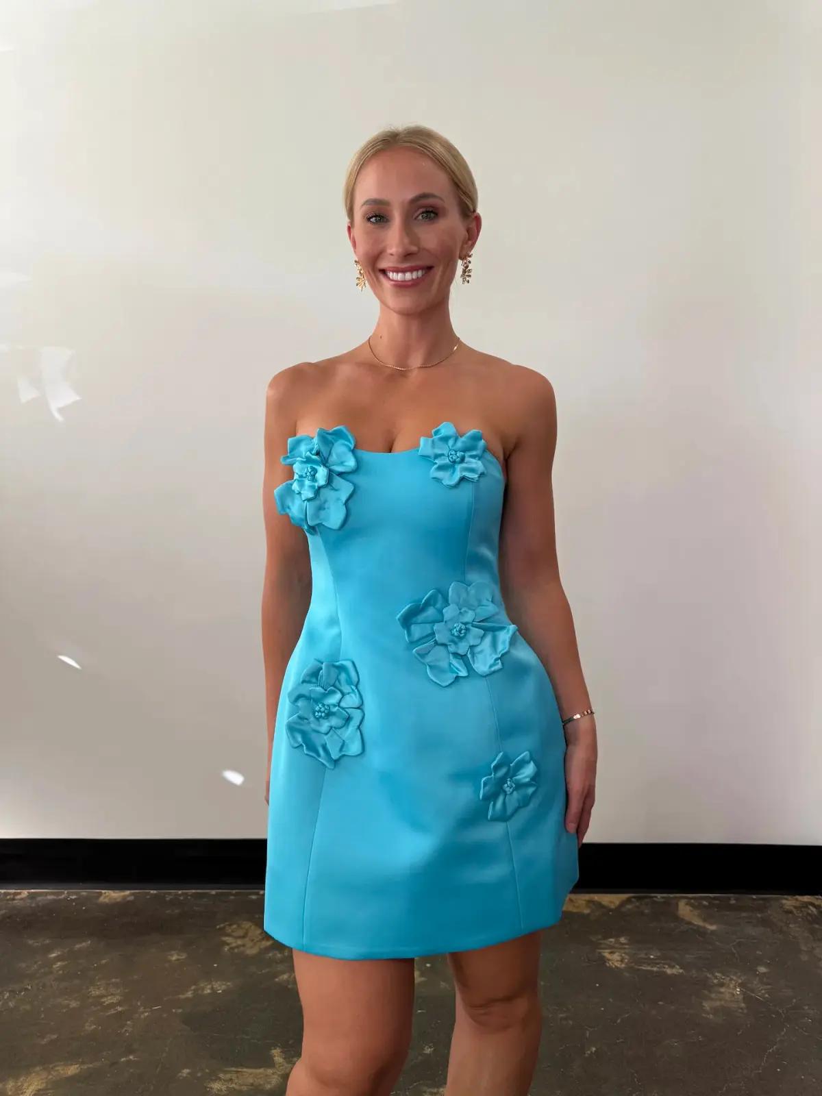 Leo Lin Rosario Petal Bustier Mini Dress Aqua Size AU 10 - Image 1
