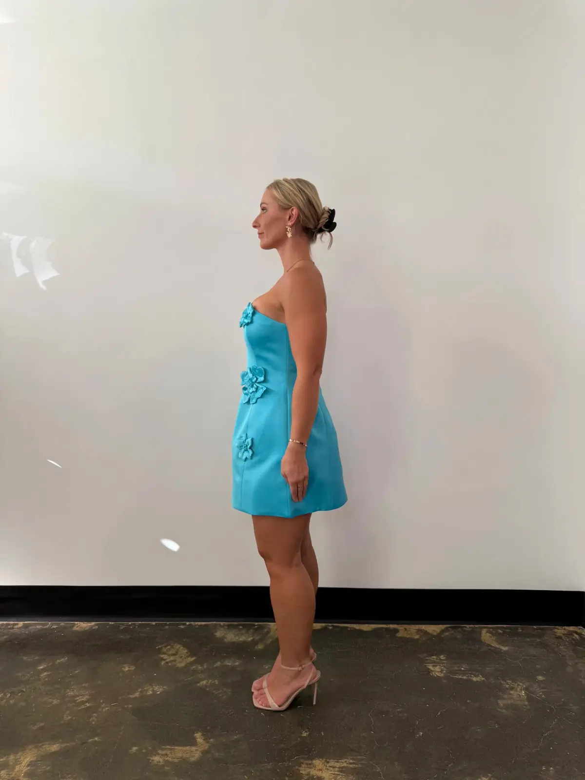 Leo Lin Rosario Petal Bustier Mini Dress Aqua Size AU 10 - Image 3