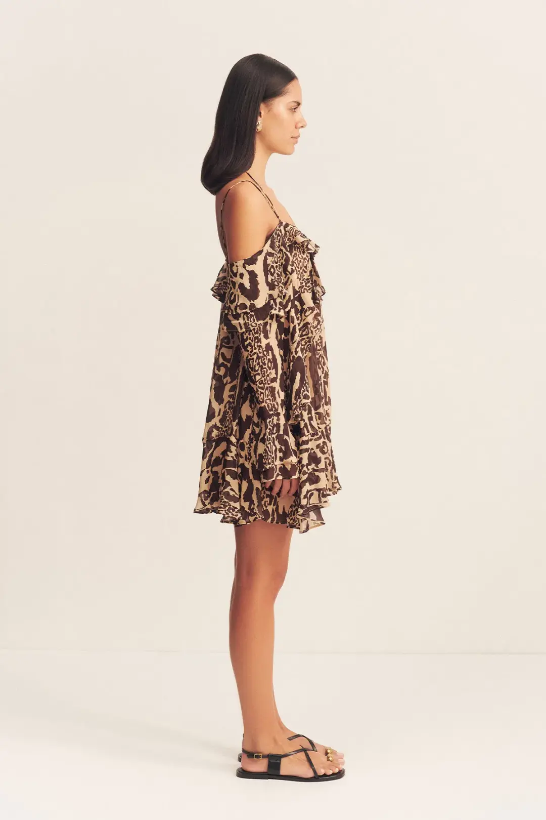 Shona Joy Goldie Tiered Mini Dress in Animal Effect Size XL / 14 for rent on The Volte - main image