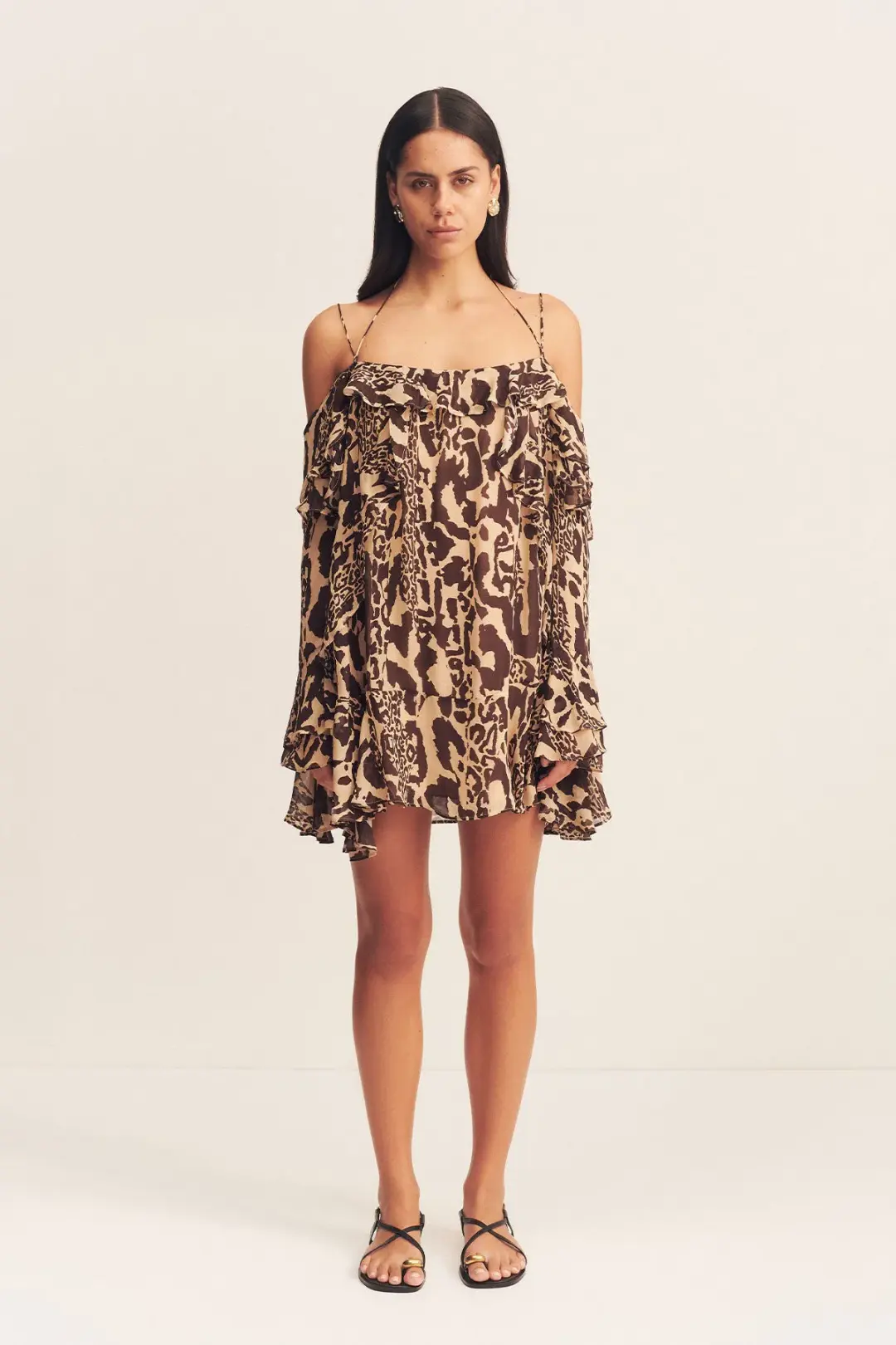 Shona Joy Goldie Tiered Mini Dress in Animal Effect Size XL / 14 for rent on The Volte - main image