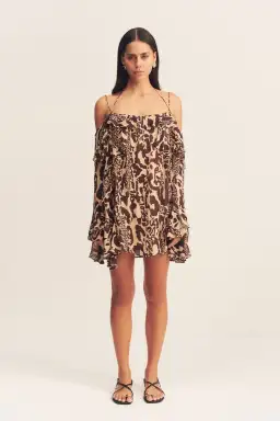 Shona Joy Goldie Tiered Mini Dress in Animal Effect Size XL / 14 for rent on The Volte - image 1