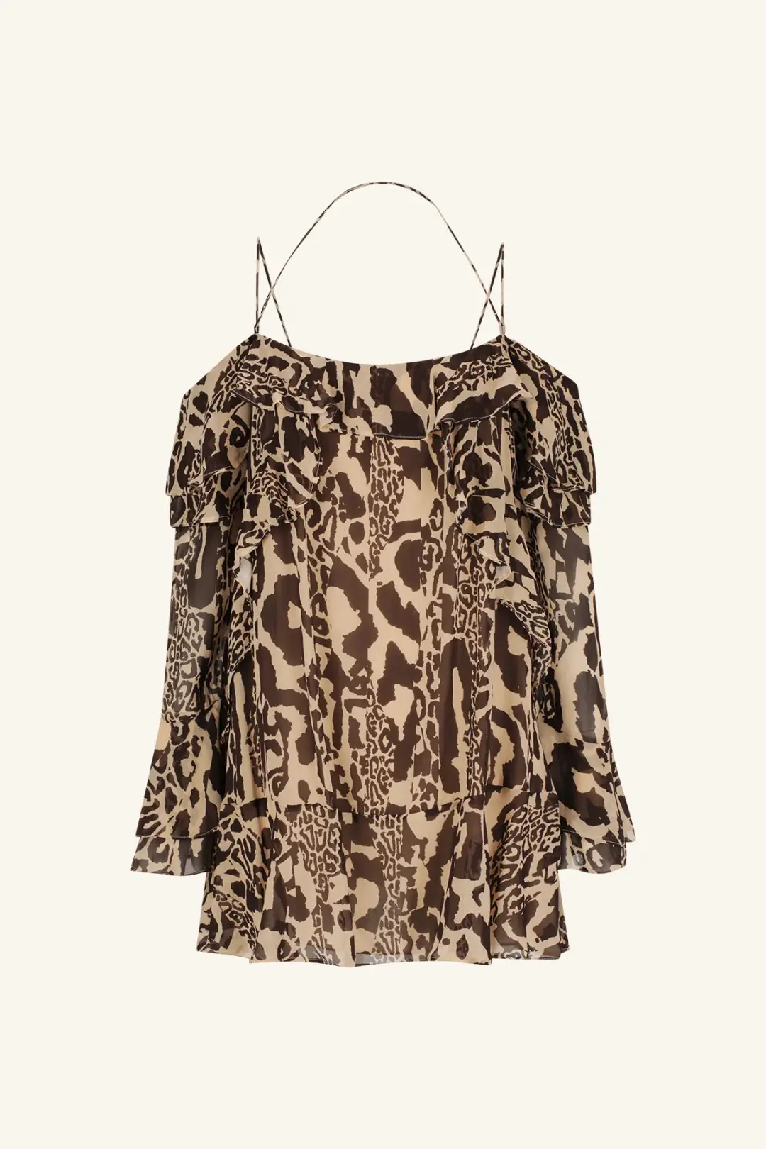 Shona Joy Goldie Tiered Mini Dress in Animal Effect Size XL / 14 for rent on The Volte - main image