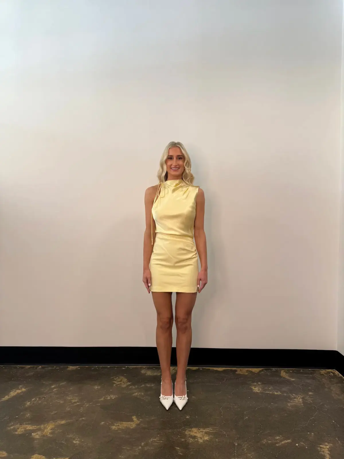 Shona Joy Dillon Cowl Mini Dress Yellow Sorbet Size 6 - Image 2