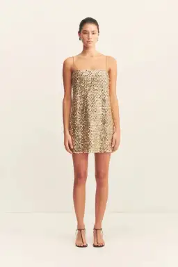 Shona Joy Bria Mini Dress in Gold Size AU 6 for rent on The Volte - image 1