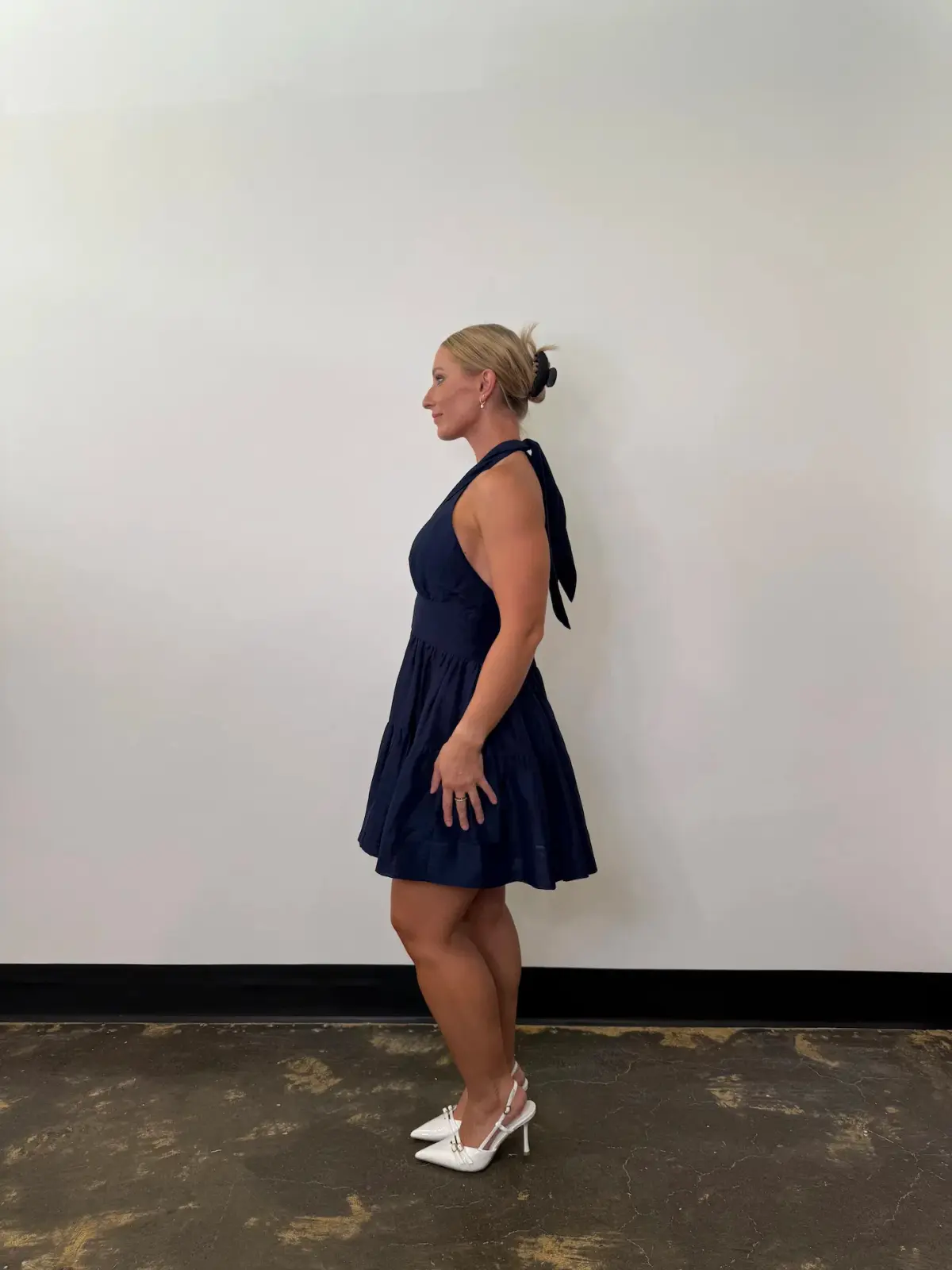 Shona Joy Celeste Halter Tiered Mini Dress in Midnight Size AU 14 - Image 4