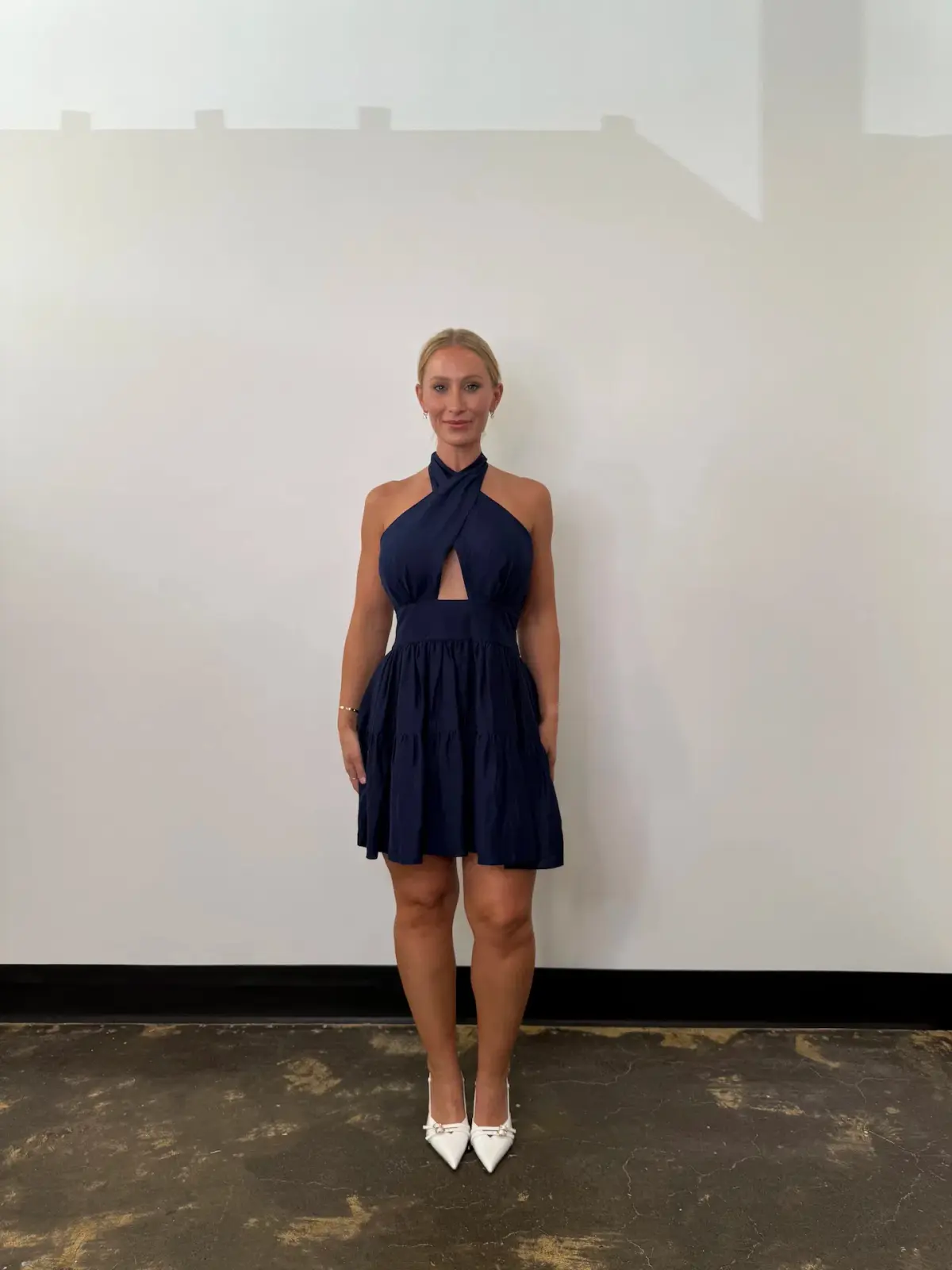 Shona Joy Celeste Halter Tiered Mini Dress in Midnight Size AU 14 - Image 2