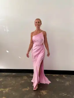 Shona Joy La Lune Asymmetrical Gathered Maxi Dress in Peony Size 14 for rent on The Volte - image 6