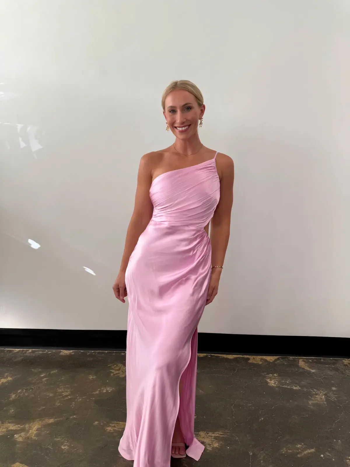 Shona Joy La Lune Asymmetrical Gathered Maxi Dress in Peony Size 14 - Image 1