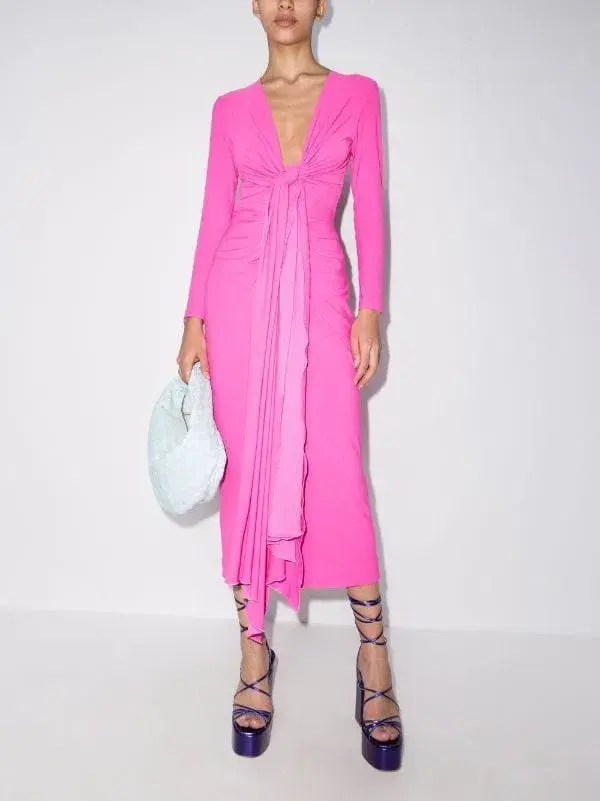 Solace London Lorena Midi Dress Pink Size 8 for rent on The Volte - main image