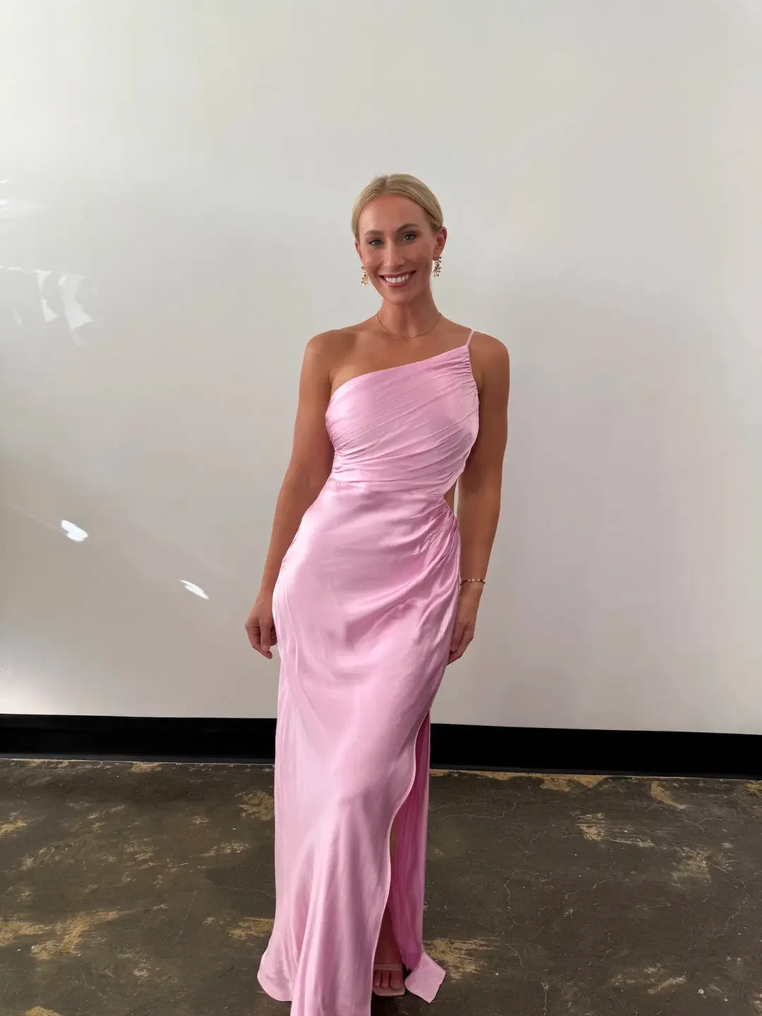 Shona Joy La Lune Asymmetrical Gathered Maxi Dress in Peony Size AU 10 for rent on The Volte - main image