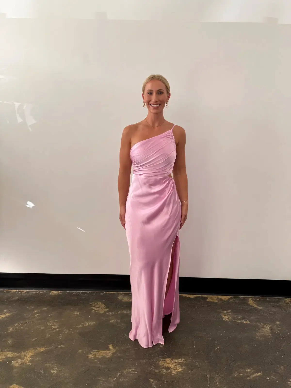Shona Joy La Lune Asymmetrical Gathered Maxi Dress in Peony Size AU 10 - Image 1