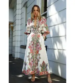 Zimmermann Ninety Six Filigree Long Sleeve Maxi Dress in Multi Paisley Size 1 / AU 10 for rent on The Volte - image 1