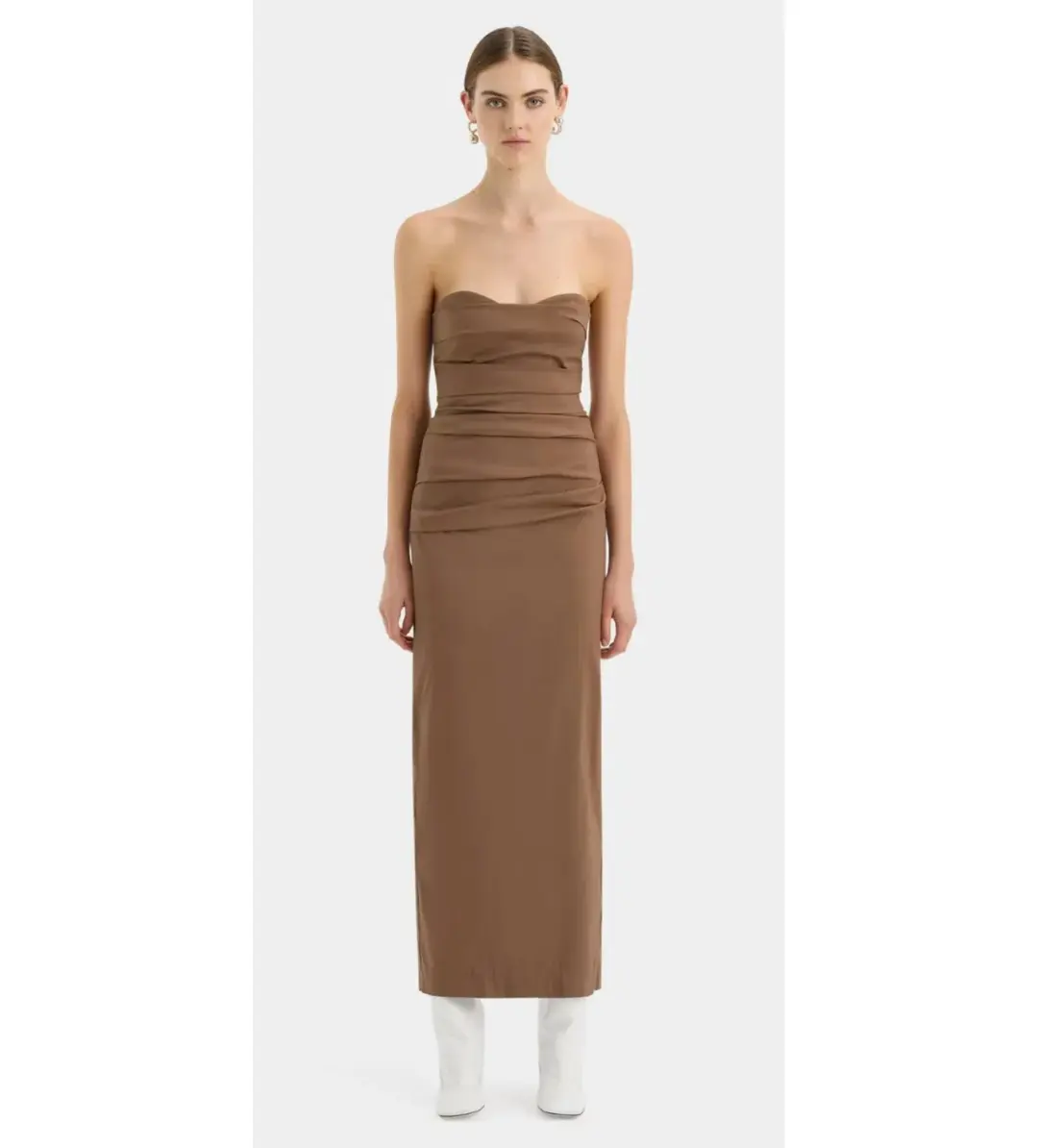 Sir the Label Alba Strapless Gown in Mocha Size AU 8 for rent on The Volte - main image