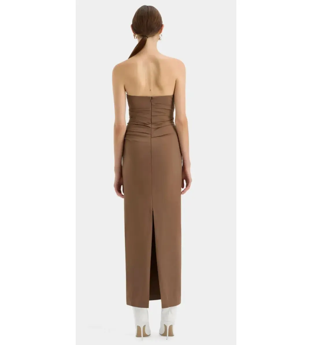 Sir the Label Alba Strapless Gown in Mocha Size AU 8 for rent on The Volte - main image