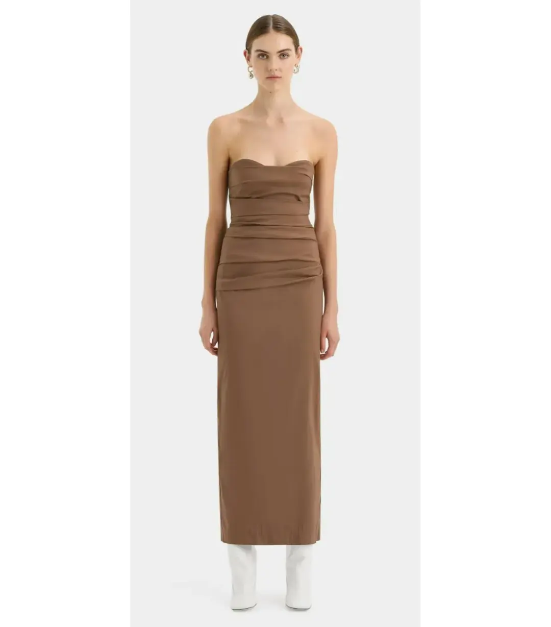 Sir the label Alba Strapless Maxi Gown in Mocha Size AU 10 for rent on The Volte - main image