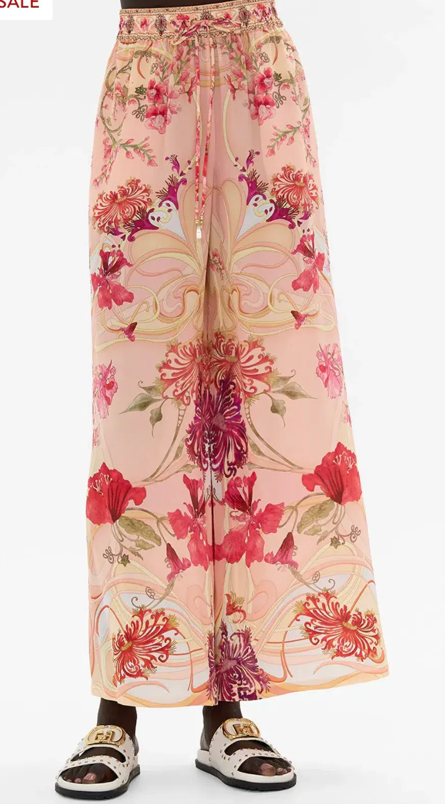 Camilla Double Breasted Soft Jacket (Size L) and Straight Leg Pants (Size XXL) Set in Blossoms and Brushstrokes for rent on The Volte - main image