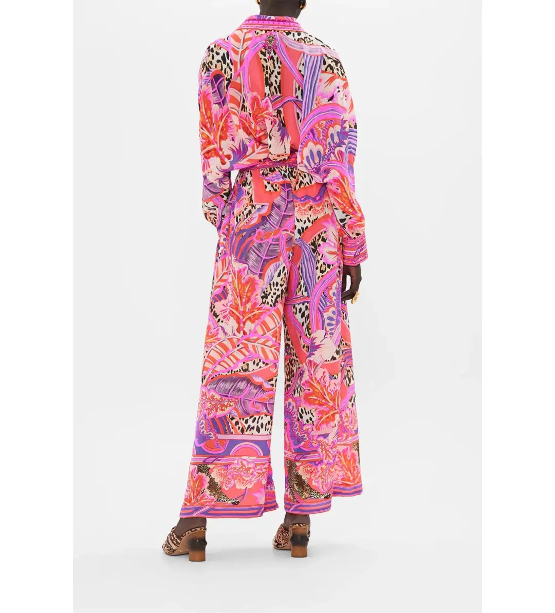 Camilla Viola Vintage Wing Collar Blouse Size XL AU 16 and Tuck Front Pant Size XXL AU 18 Set Multi Print for rent on The Volte - main image