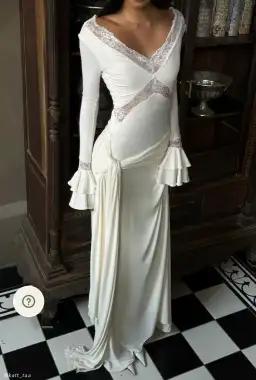 Meshki Electra Slinky Lace Maxi Dress Ivory Size 12 for rent on The Volte - image 7