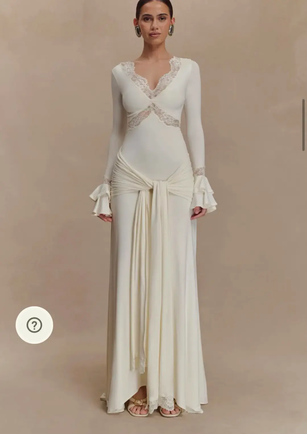 Meshki Electra Slinky Lace Maxi Dress Ivory Size 12 for rent on The Volte - main image