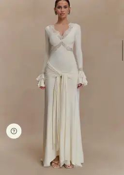 Meshki Electra Slinky Lace Maxi Dress Ivory Size 12 for rent on The Volte - image 1