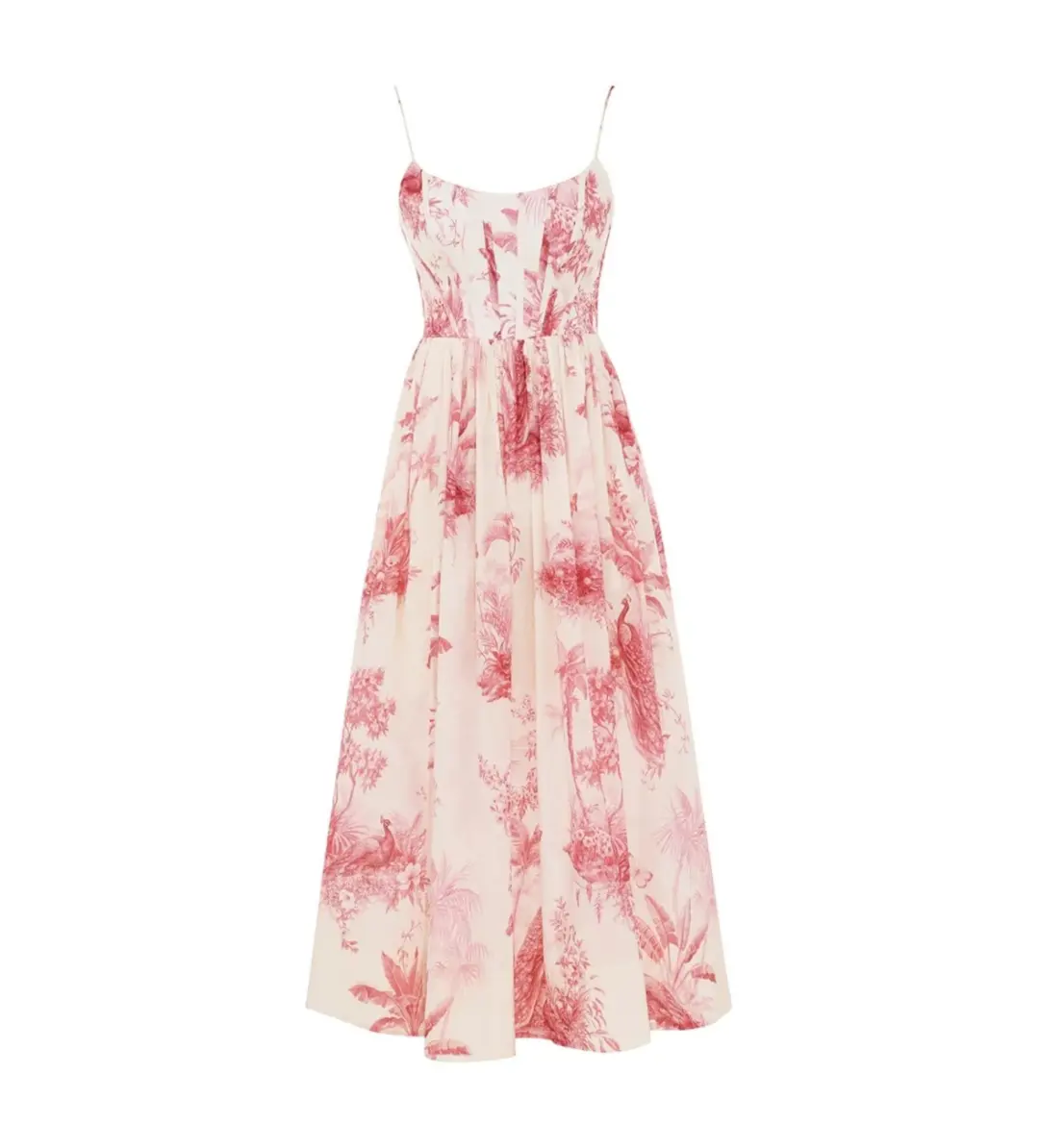Zimmermann Waverly Corset Midi Dress Pink Palm Size 3 AU 14 for rent on The Volte - main image