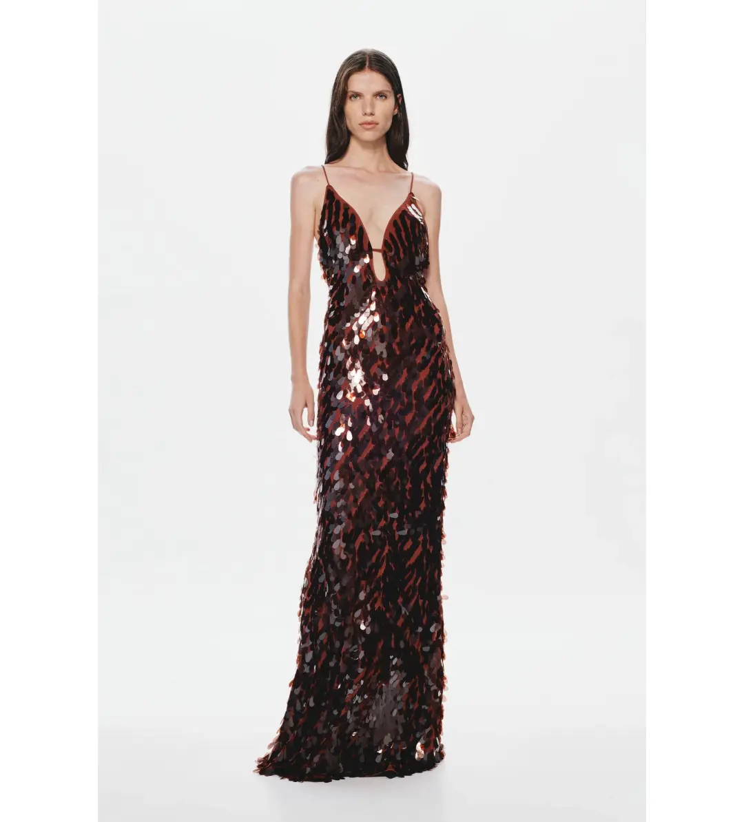 MISHA Sapphire Sequin Maxi Dress Fig Size 10/M for rent on The Volte - main image
