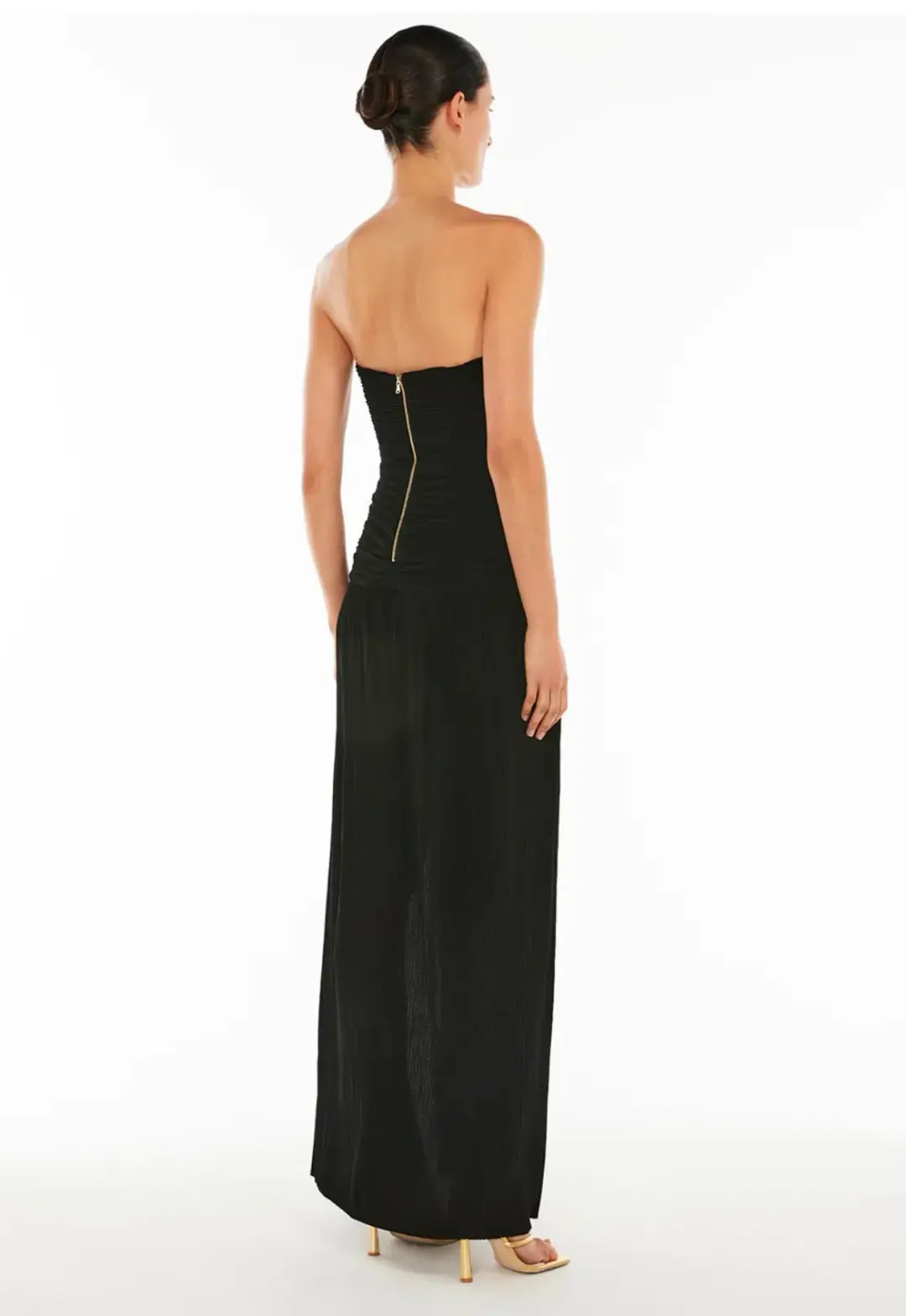 Manning Cartell Double Time Pleat Strapless Maxi Dress in Black Size AU 12 for rent on The Volte - main image