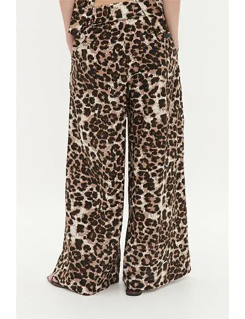 Aje Dessie Belted Relaxed Pant Animal Print Size 12 for rent on The Volte - main image