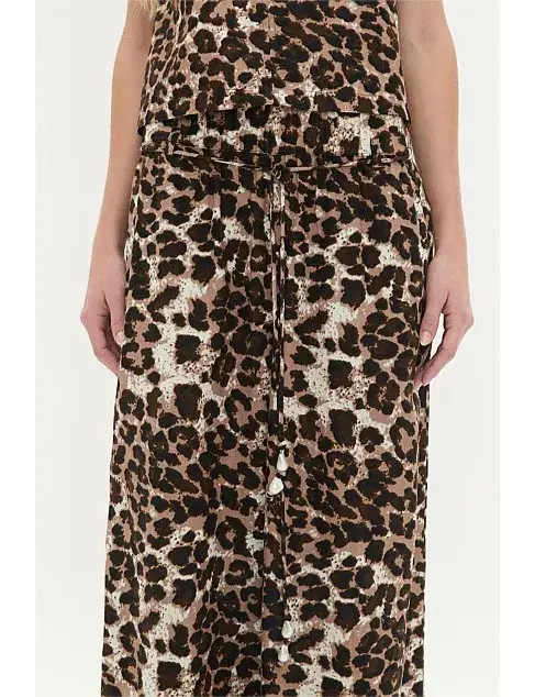 Aje Dessie Belted Relaxed Pant Animal Print Size 12 for rent on The Volte - main image